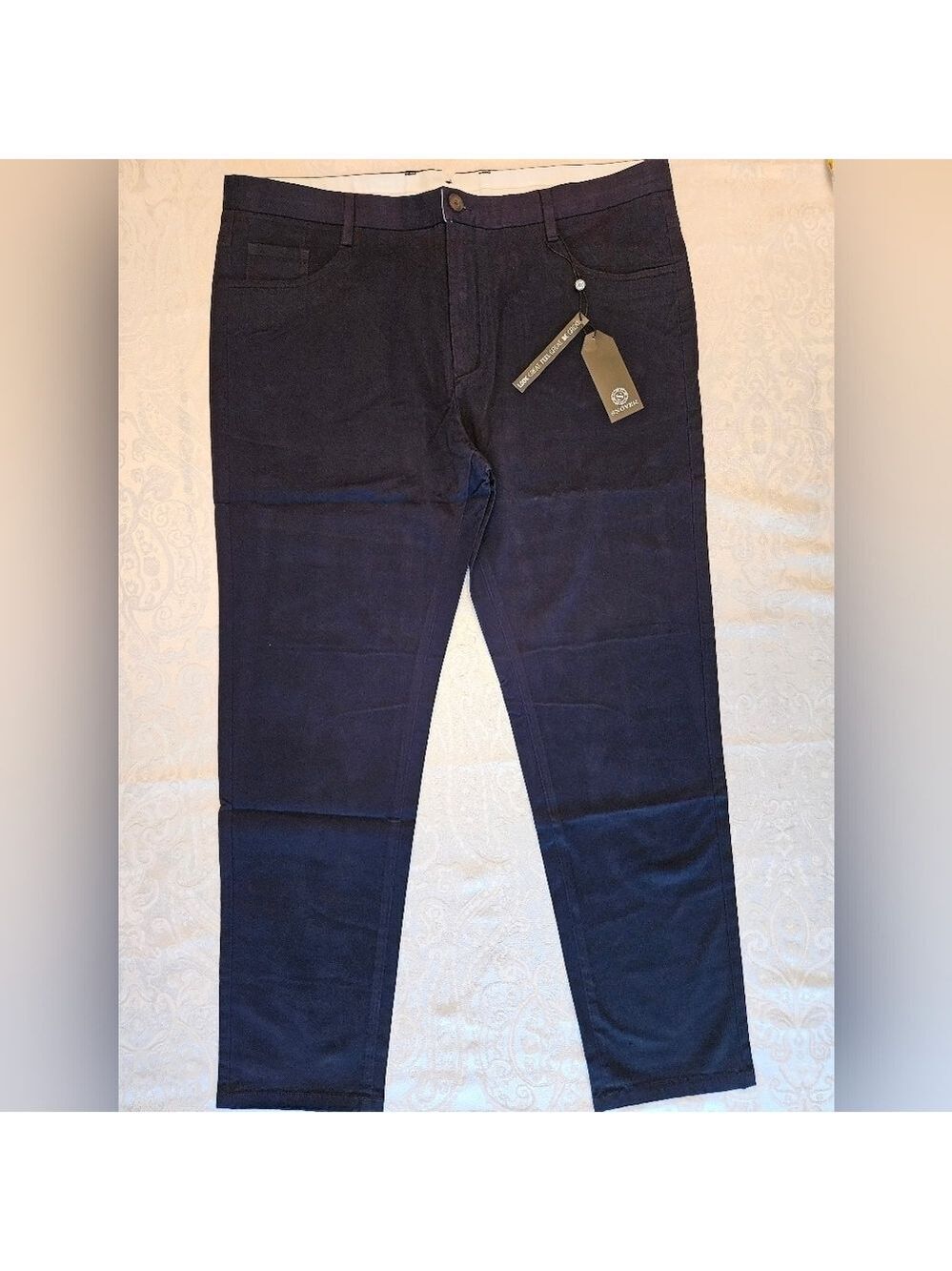 Classic Men's Cotton Navy Blue Chino Pants, Size 42, Snover, NWT